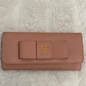 Prada Rose Wallet with Bow Accent